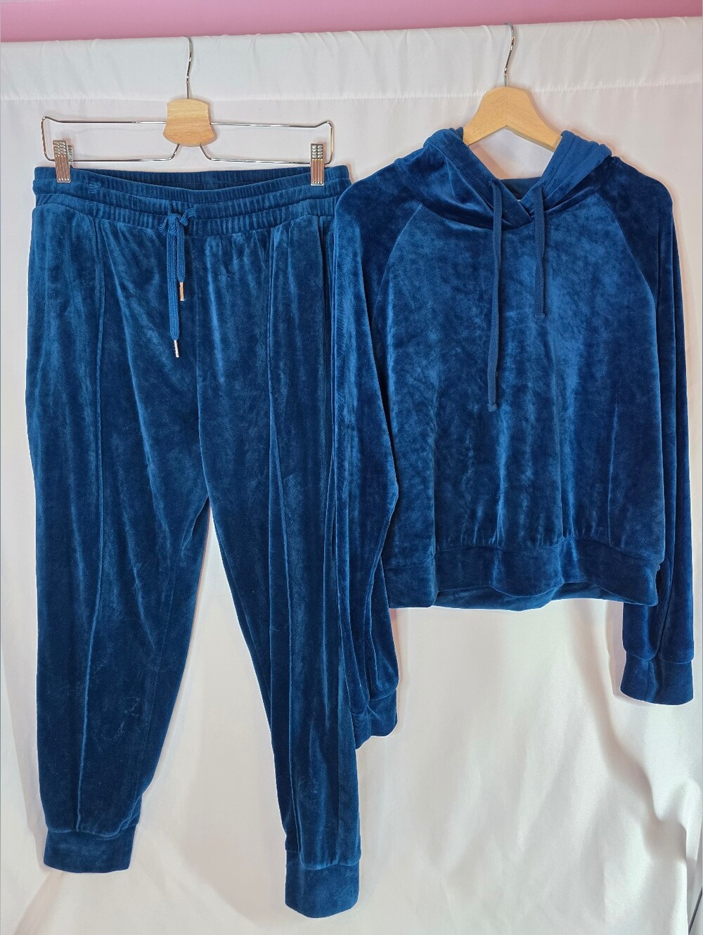Revamped Blue Velour Y2K inspired Matching Set LARGE